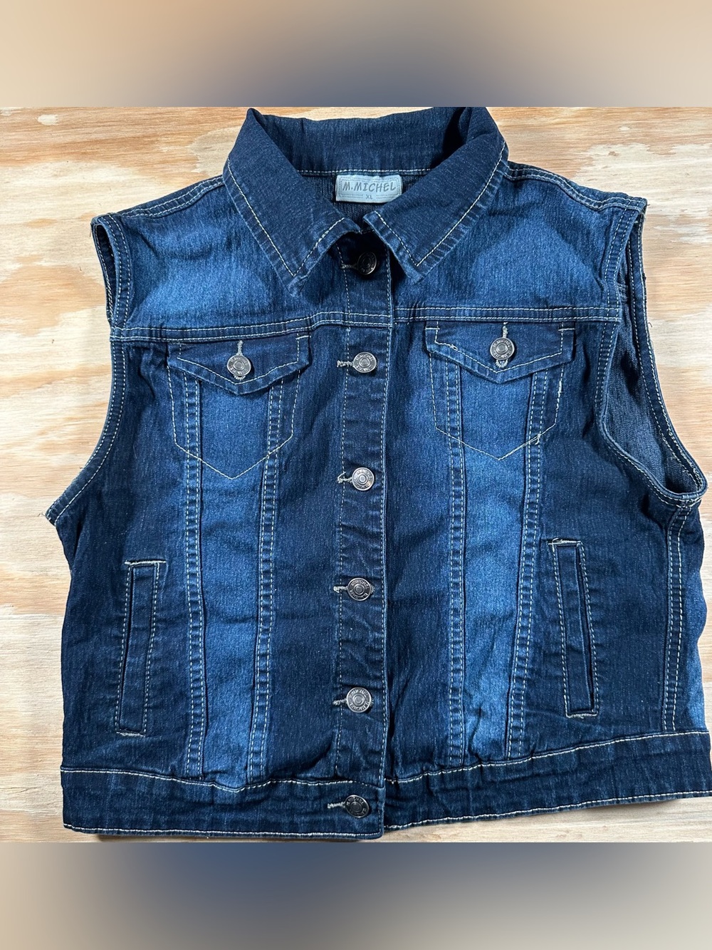 M. Michell Dark Blue Sleeveless Denim Jacket